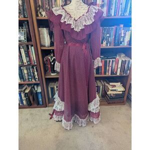 Vintage 70s Dance Allure Women's Size Small Cottagecore Prairie Maxi Dress Gown